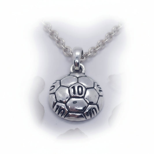 Soccer Ball #10 Ten Sterling Silver Pendant