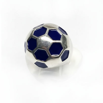 Soccer Ball Sterling Silver Ring