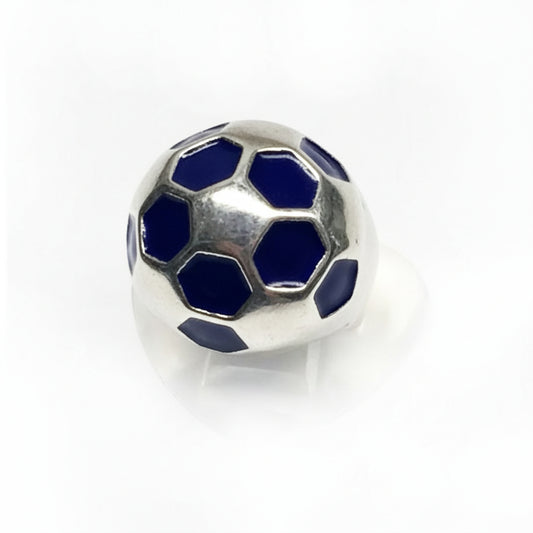 Soccer Ball Sterling Silver Ring