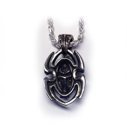 Spider with Skull Head and Skull Hook Silver Pendant