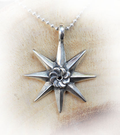 8-wing Eternity Sterling Silver Pendant With Ruby Stone