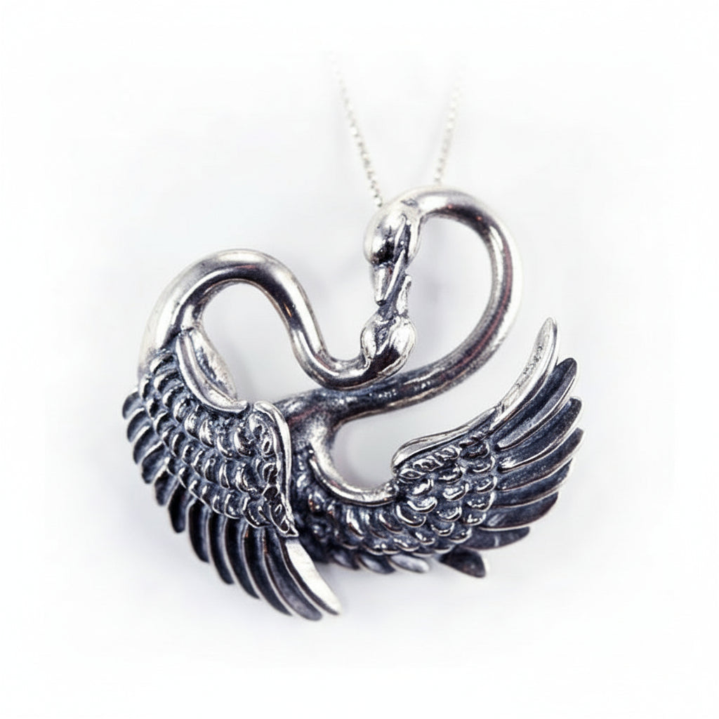 Swans Love Sterling Silver Pendant