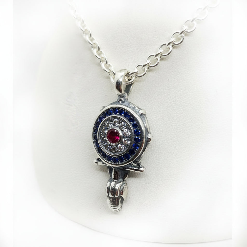 Mod Scooter Target Pendant with Stones