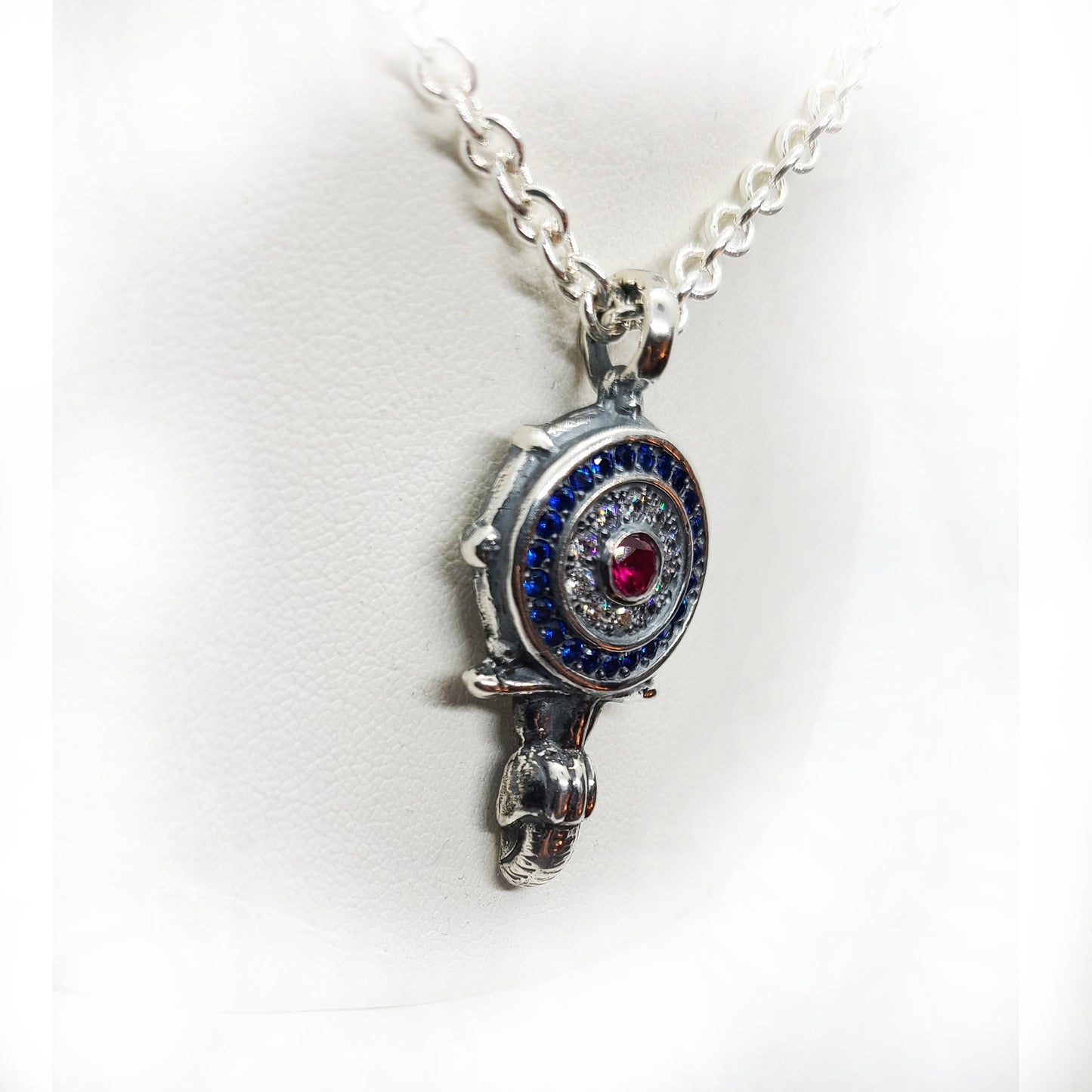 Mod Scooter Target Pendant with Stones