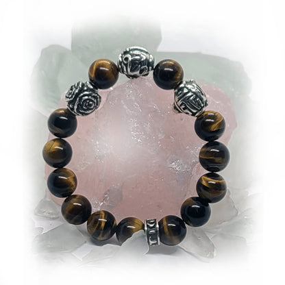 Tiger Birth Year Zodiac, Birth Months, Birth Month Flower Silver Hematite and Black Onyx Beads Bracelet