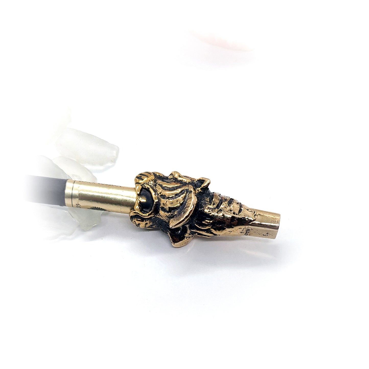 Tiger Head Sterling Silver Cigarette Pipe