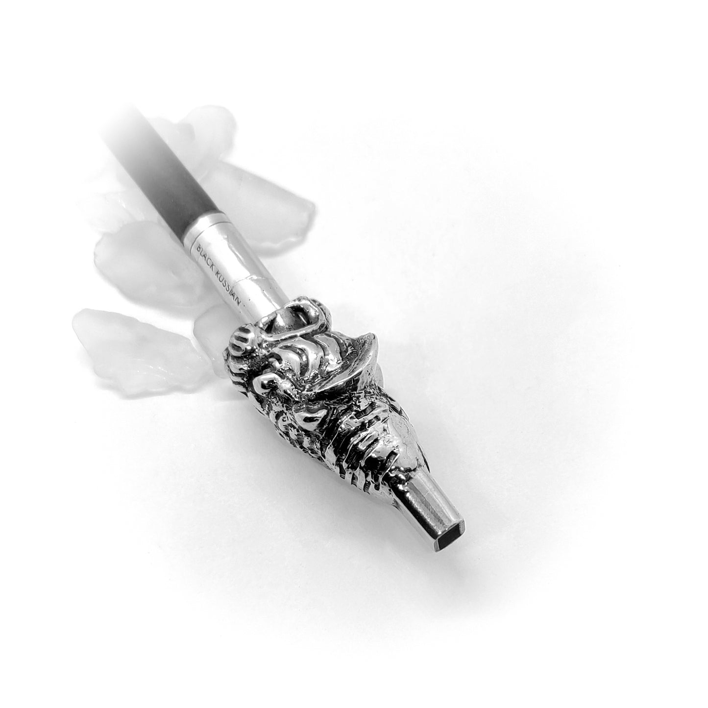 Tiger Head Sterling Silver Cigarette Pipe