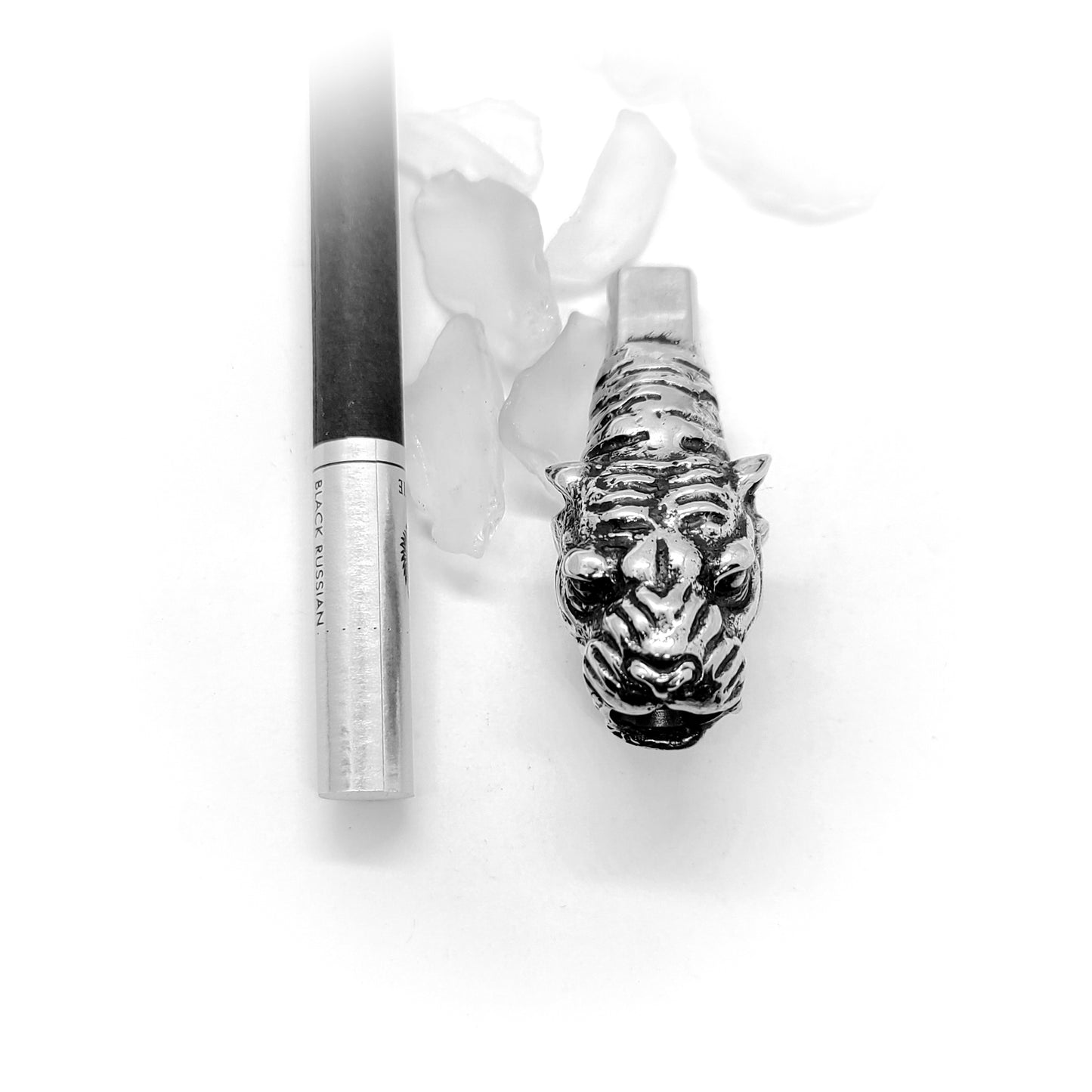 Tiger Head Sterling Silver Cigarette Pipe