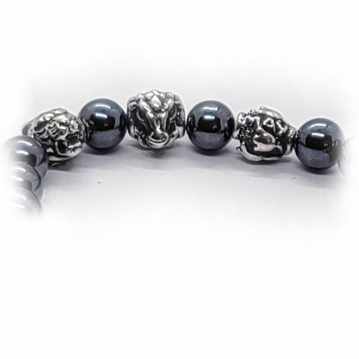 Tiger Birth Year Zodiac, Birth Months, Birth Month Flower Silver Hematite and Black Onyx Beads Bracelet