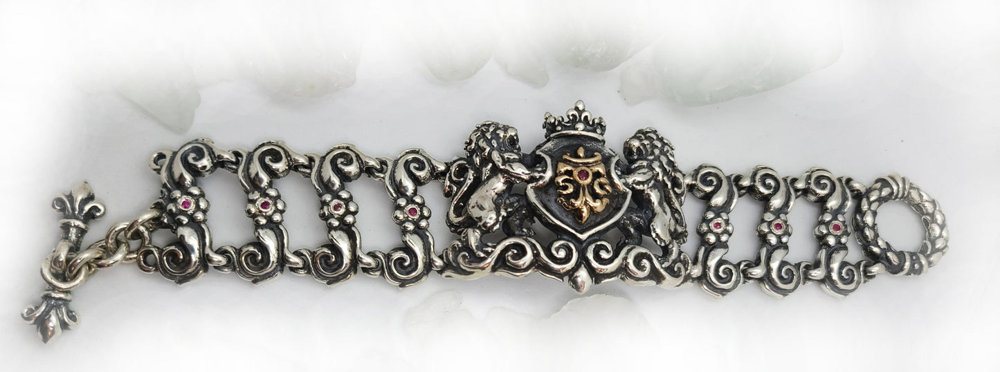 Royal Tigrani Kings Lion Sterling Silver Bracelet with Rubies