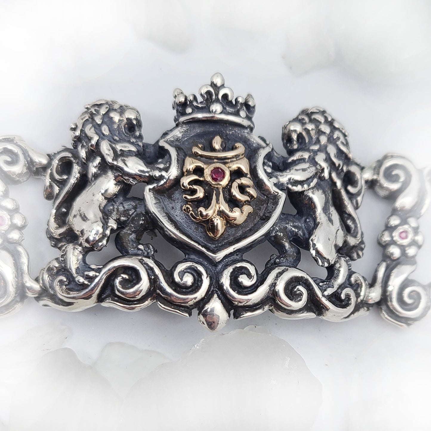 Royal Tigrani Kings Lion Sterling Silver Bracelet with Rubies