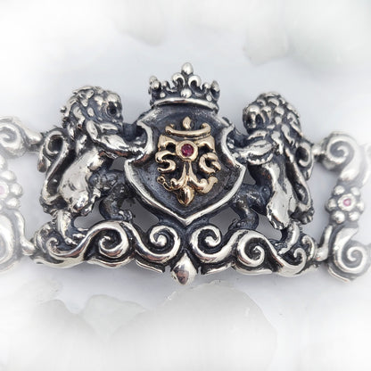 Royal Tigrani Kings Lion Sterling Silver Bracelet with Rubies