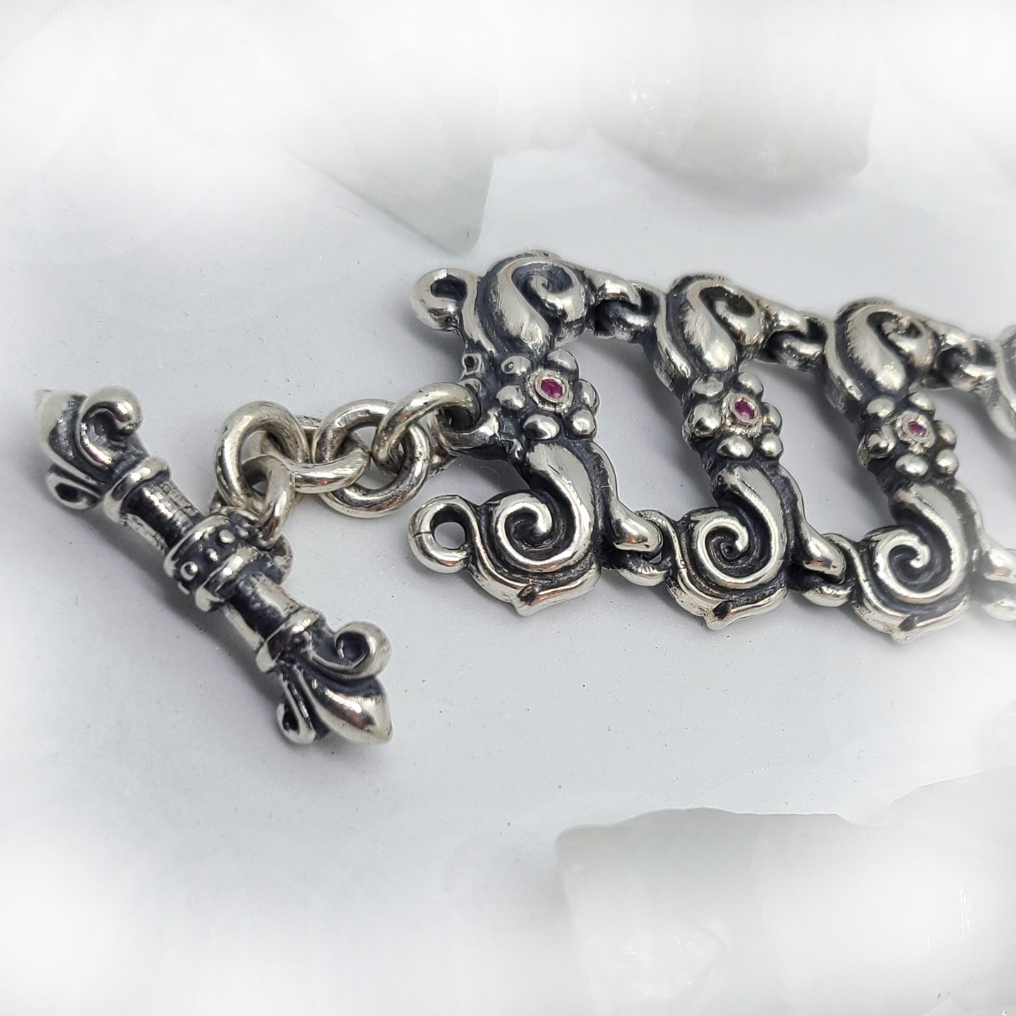 Royal Tigrani Kings Lion Sterling Silver Bracelet with Rubies