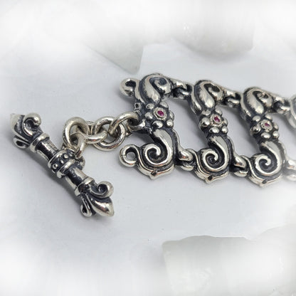 Royal Tigrani Kings Lion Sterling Silver Bracelet with Rubies