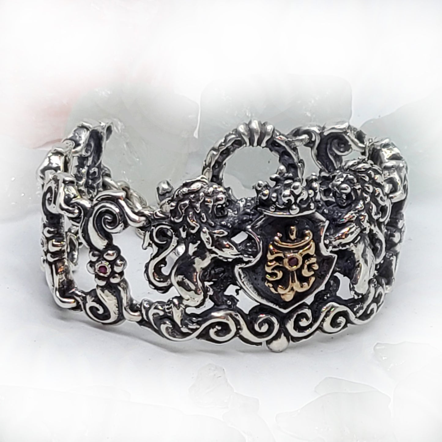 Royal Tigrani Kings Lion Sterling Silver Bracelet with Rubies