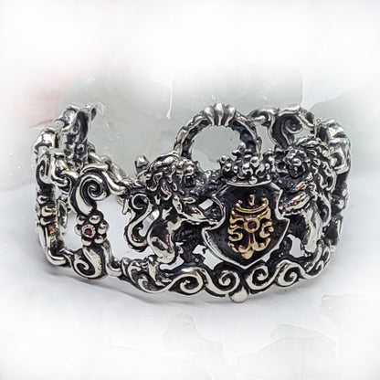 Royal Tigrani Kings Lion Sterling Silver Bracelet with Rubies