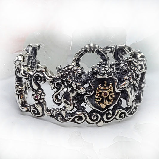 Royal Tigrani Kings Lion Sterling Silver Bracelet with Rubies