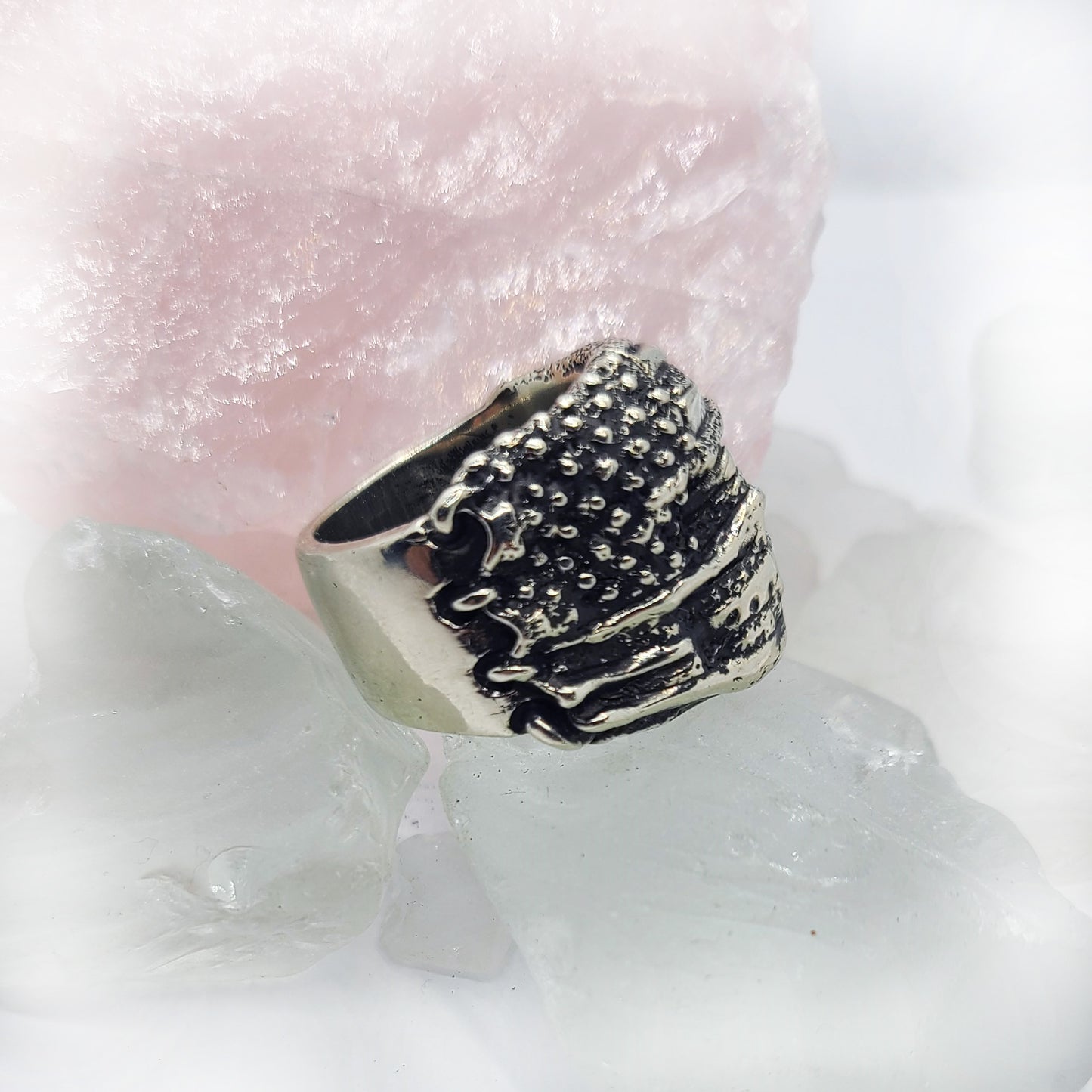 USA Flag Skull Sterling Silver Ring