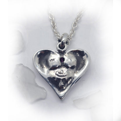 Vagina with Stone. Legs in Shape of an Heart Silver Pendant