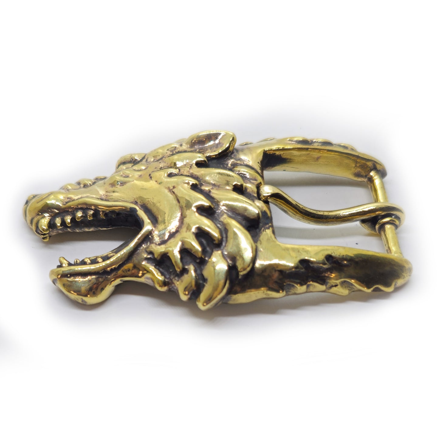 Wolf Angry Head Brass Belt Buckle