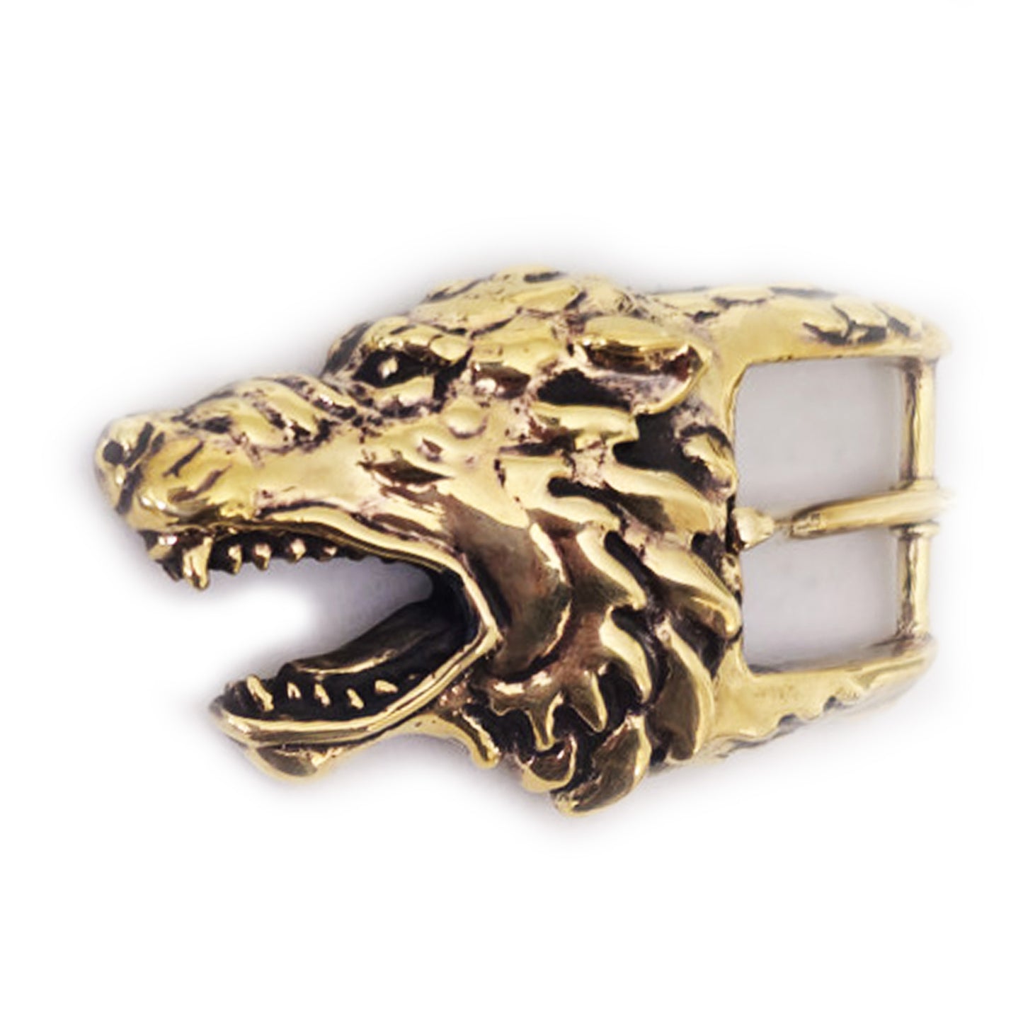 Wolf Angry Head Brass Belt Buckle