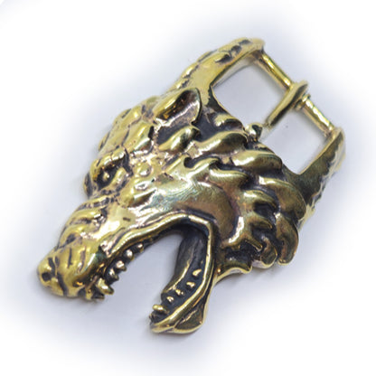 Wolf Angry Head Brass Belt Buckle