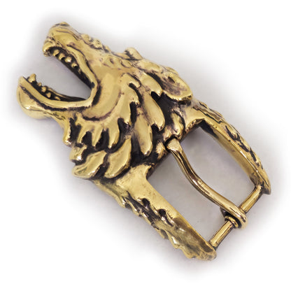 Wolf Angry Head Brass Belt Buckle