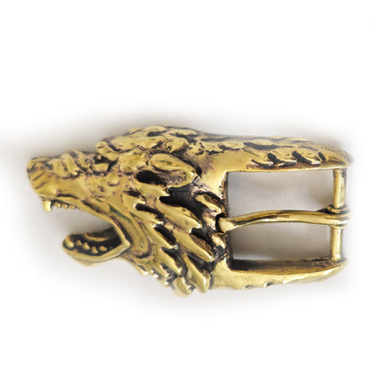 Wolf Angry Head Brass Belt Buckle