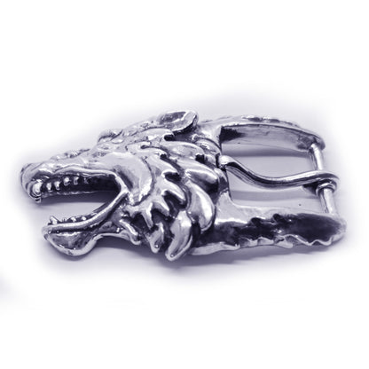 Wolf Angry Head Sterling Silver Belt Buckle