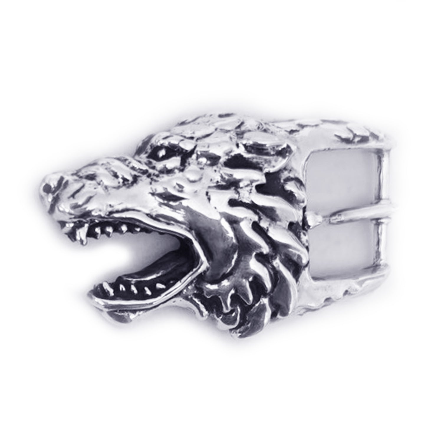 Wolf Angry Head Sterling Silver Belt Buckle