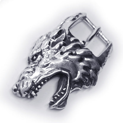Wolf Angry Head Sterling Silver Belt Buckle