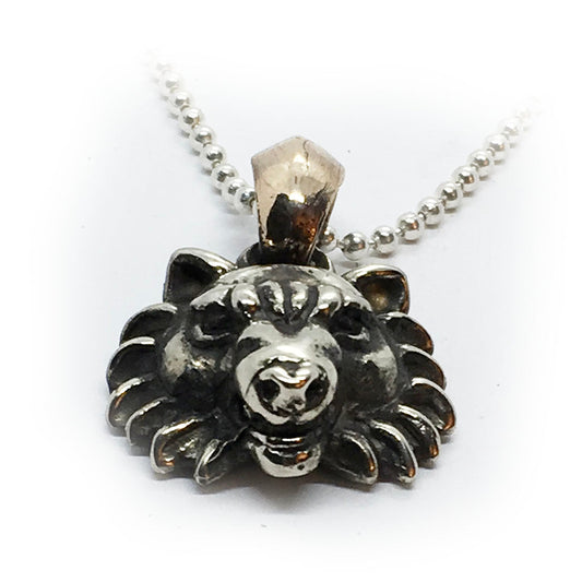 Wolf Head Sterling Silver Pendant
