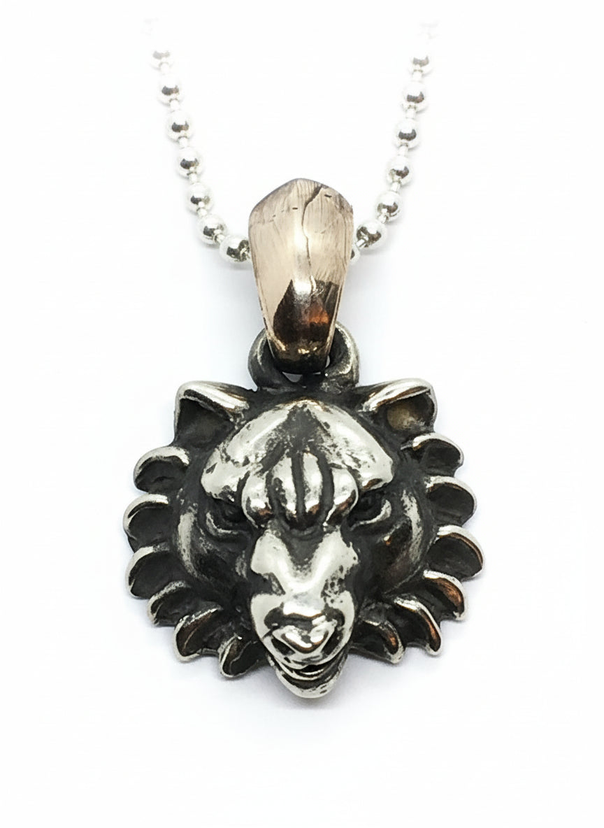 Wolf Head Sterling Silver Pendant