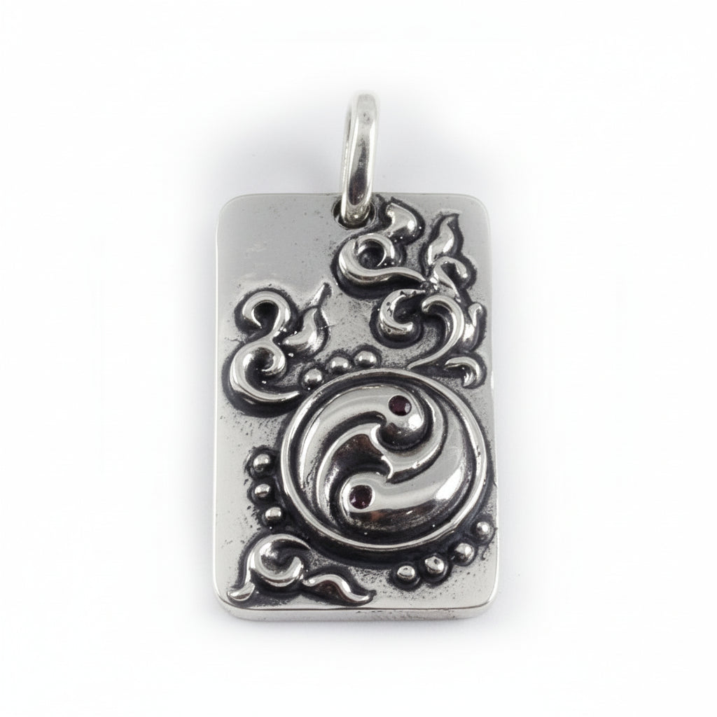 Yin-Yang Dog Tag Silver Pendant