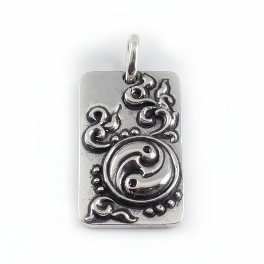 Yin-Yang Dog Tag Silver Pendant