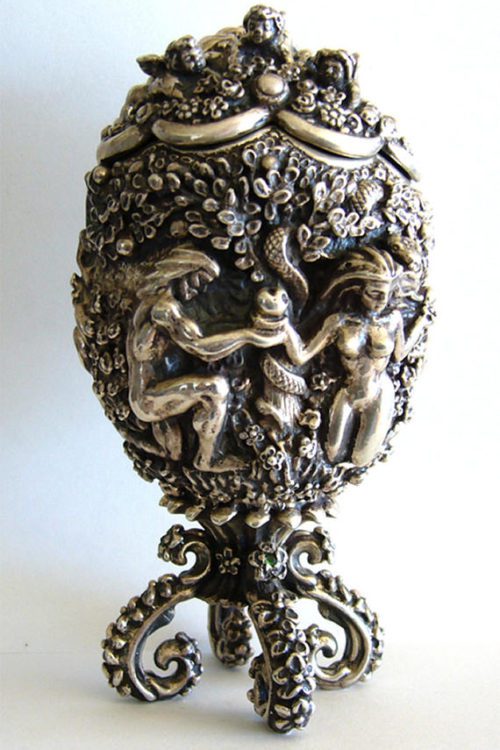 Adam and Eve Sterling Silver Egg