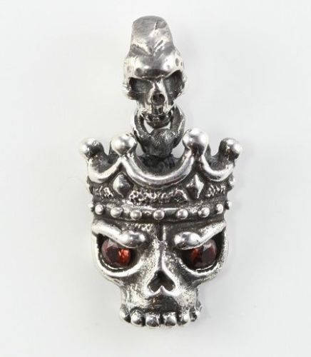 Crown Skull Sterling Silver Pendant