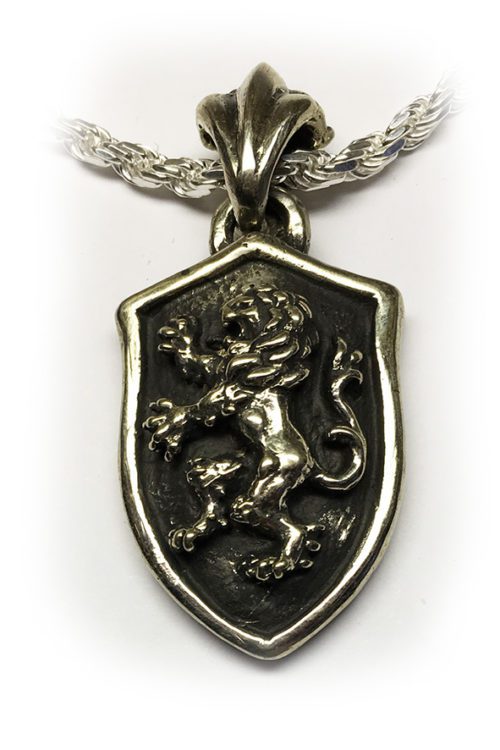 Lion Shield Sterling Silver Pendant