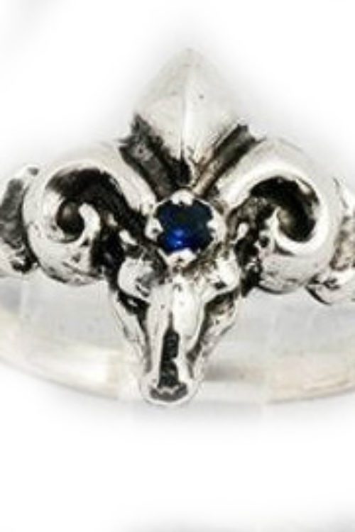 The Ram Small Silver Ring with Sapphire