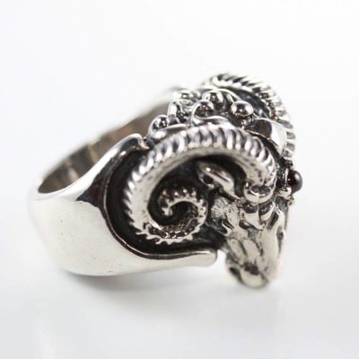 Rams Head Sterling Silver Ring