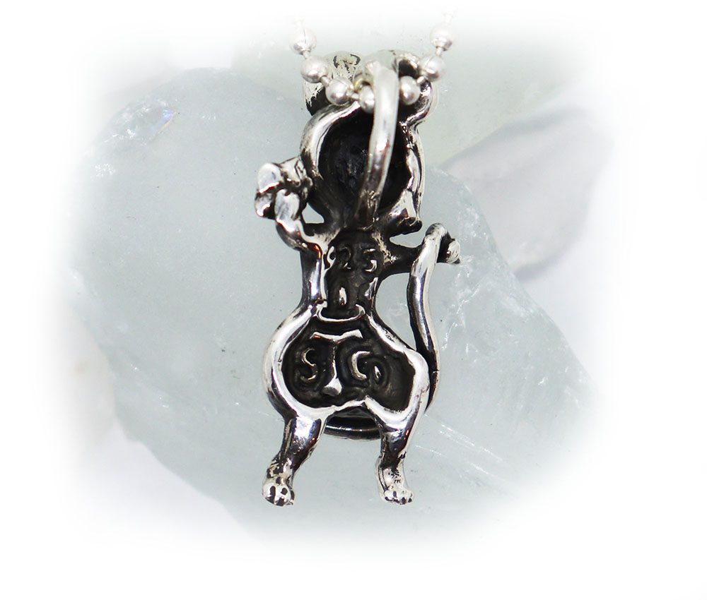 Rat Year Sterling Silver Pendant with Ruby Stone 