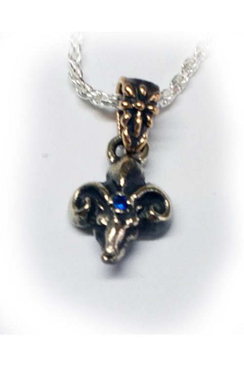 The Ram Silver Pendant with Sapphire V2 Small