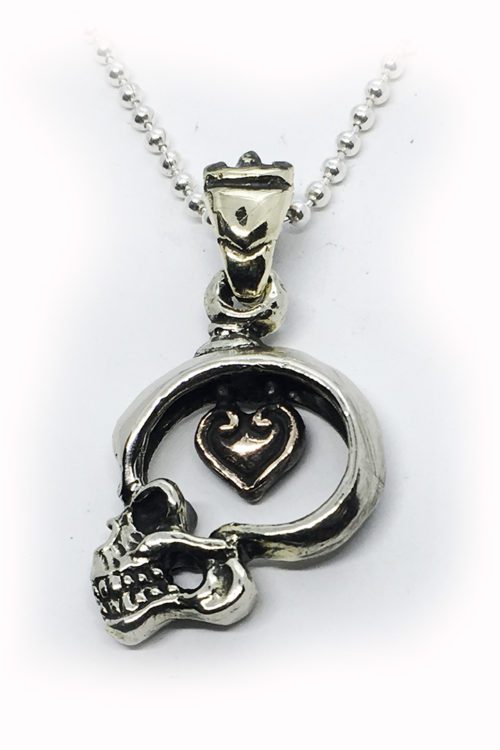 Skull Heart Sterling Silver Pendant