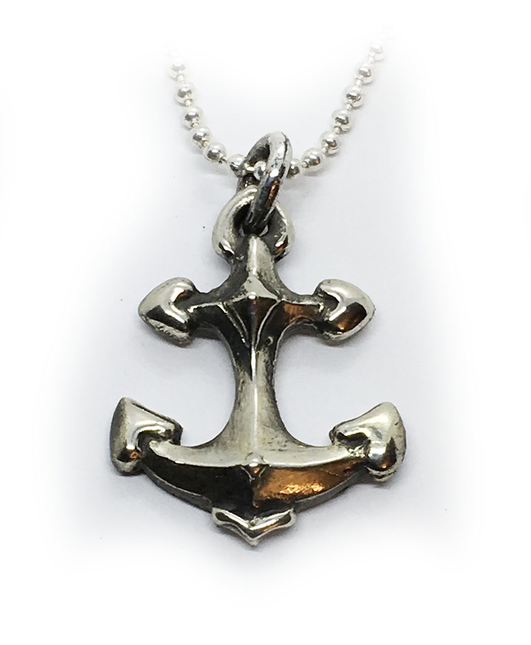 Anchor with Hearts Silver Pendant
