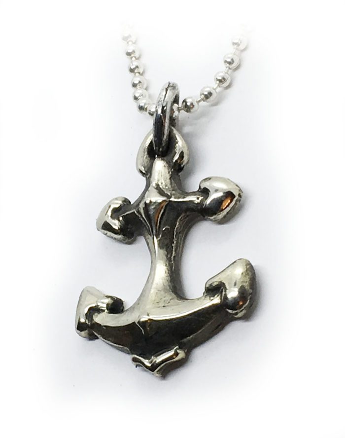 Anchor with Hearts Silver Pendant 2