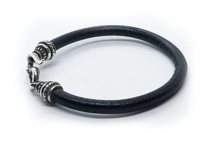 Antique Leather Bracelet with Sterling Silver 2