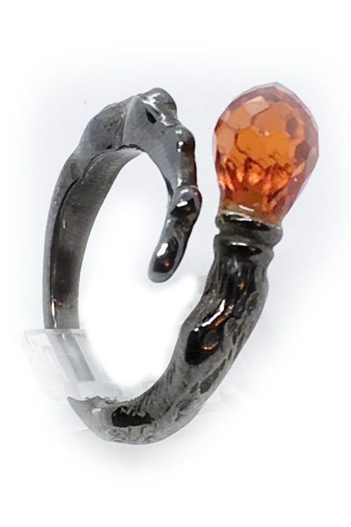 Garnet 925 Sterling Silver Black Rhodium Plating Ring
