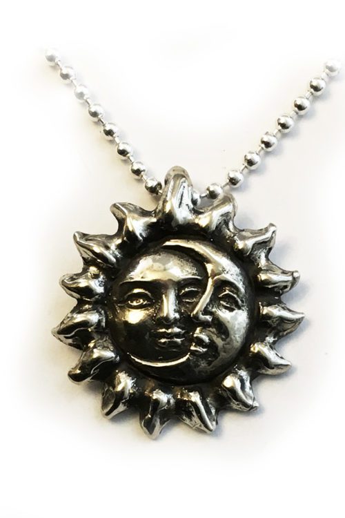 Sun with Moon Silver Pendant