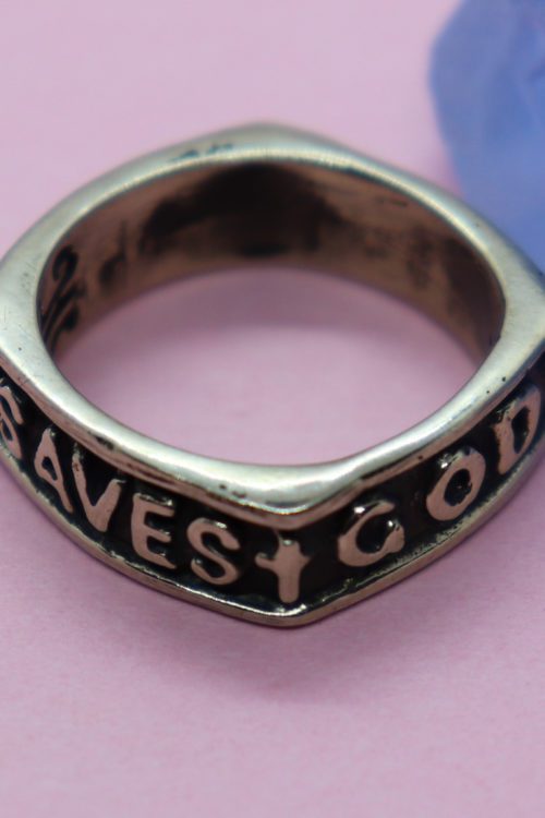God Saves Jesus Loves Sterling Silver Ring