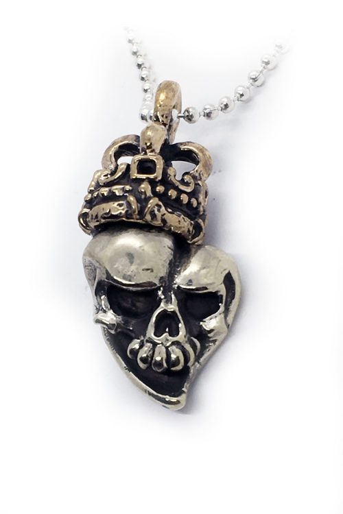 Jokers Love Skull with Crown Sterling Silver Pendant